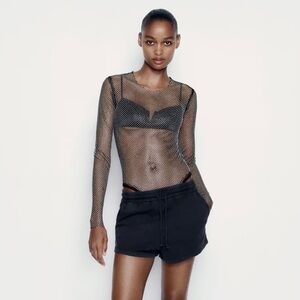 Zara Mesh Rhinestone Bodysuit